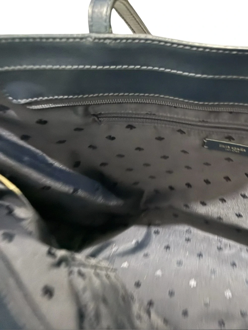 kate spade New York navy blue Leather Tote Bag